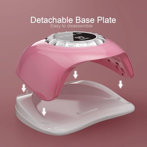 Pink UV LED Nail Lamp – Elegant Touch Screen Nail Dryer with 4 Timer Settings, Detachable Base & Dual Light Beads for Quick Gel Polish Curing – Salon-Quality Manicure at Home