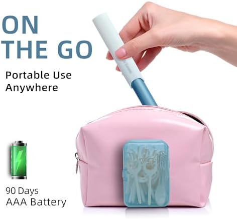 Dr. Emma Electric Vibration Flosser, Power Flosser for Adults, Gum Stimulator, Teeth Cleaner, Reusable Flossing Tool with Toothbrush, Water Flosser Alternative, Babyblue