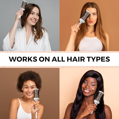 Lily England Round Hair Brush Set, 4 Piece Professional Blow Dry Kit with 3 Round Brushes and Comb for Styling, Beauty Gifts Sets for Women (White)