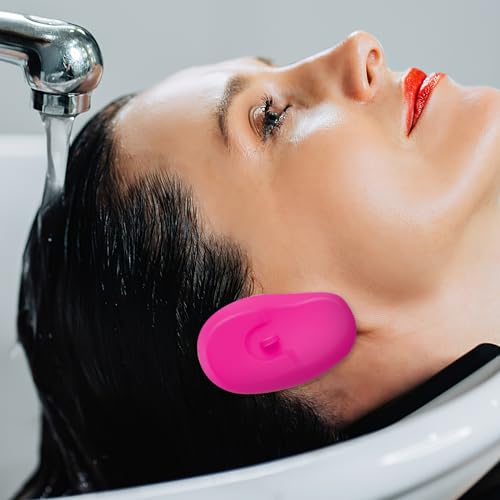 FRCOLOR 2 Pairs Silicone Ear Covers Ear Protector with 100pcs Disposable Hairdressing Ear Caps Ear Protector Hairdressing Dye Coloring Protector Earmuff Ear Caps for Home Shop, 7.8cm*4.5cm*0.5cm