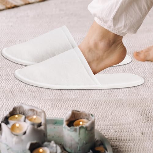 disposable slipper disposable slippers for guests hotel slippers spa slippers Pack for Hotel, Spa, Travel, Shoeless Home, White Closed Toe (US Men Size 10, Women 11)