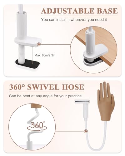 Practice Hand for Acrylic Nails, Silicone Hand for Nail Practice, Nail Tips Won't Fall off Nail Hand, Flexible Nail Practice Hand for Beginners,13.7 x 6.29 x 1.88in