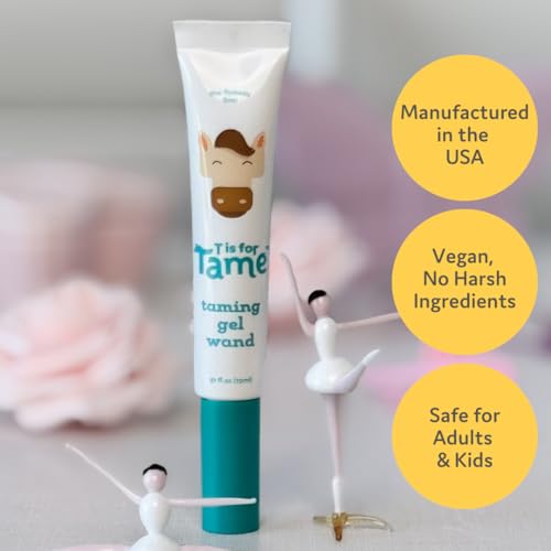 T is for Tame Taming Gel Wand – Natural Flyaway Tamer for Kids & Adults – Smooths Baby Hairs, Frizz & Static – Alcohol-Free, Vegan & Cruelty-Free Hair Styling Gel – 0.5 oz