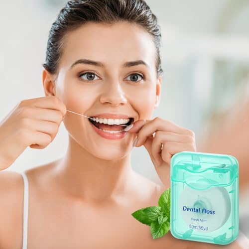 96 Pack Dental Floss Bulk Mint Flavored Floss 50m Each Travel Dental Oral Care for Teeth and Gum Protection(Mint Green)