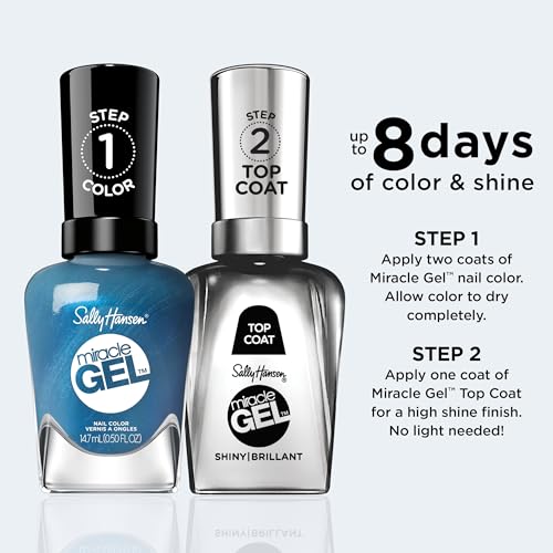 Sally Hansen Miracle Gel™, Distressed Denim, Long Lasting, Gel-Like Formula, No UV Lamp Needed, Blue Nail Polish