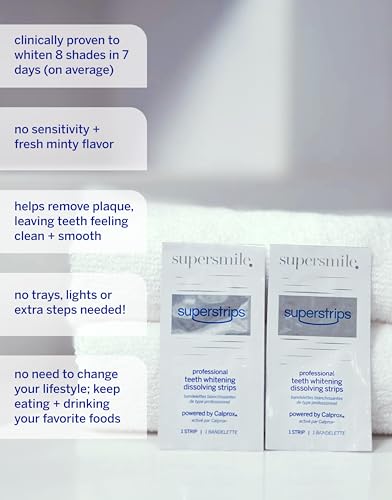 Dissolving Superstrips by Supersmile - Professional Teeth Whitening Strips - Enamel Safe Teeth Whitener for Sensitive Teeth…