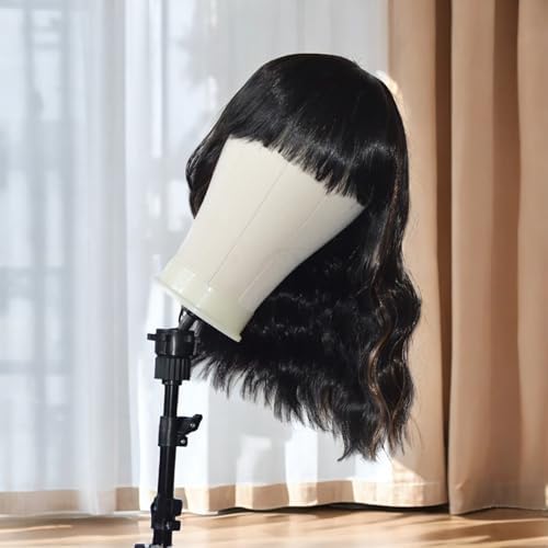 Wig Stand with Head 23 Inch Canvas Mannequin Head with Stand for Wigs Height Adjustable Tripod Wig Head Stand Wig Holder for Hair Styling with Extra Clamp Stand