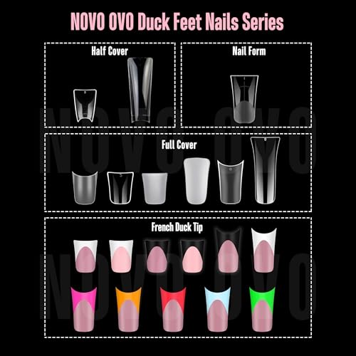 French Tip Short Duck Nail Tips Press on, Pre-designed Soft Gel Nail Extension, BERRY PINK Pre-applied Tip Primer & Base Coat, Full Cover Matte Vrial False Nails for DIY x 12 Sizes 240 pcs
