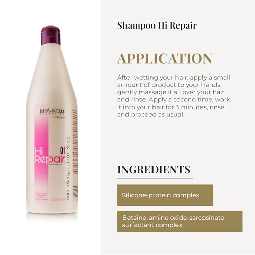 SALERM - Repairing Shampoo - Hi Repair Shampoo - 1000 ml - Deep Hydration for Damaged Hair - Repairs and Rejuvenates - Shinier and Softer Hair - Immediate Effect