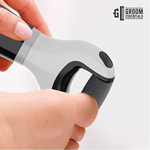 Groom Essentials Mens Callus Remover for Feet | Battery-Operated Electric Foot Callus Remover, Foot File | Pedicure Tools for Feet – 2 Spinning Pumice Heads for Cracked Skin | Pumice Stone for Feet