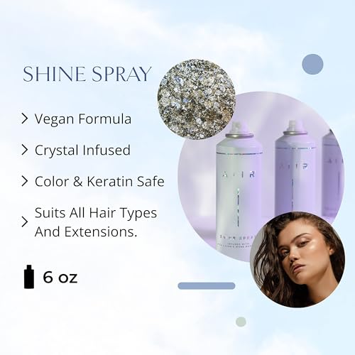 AIIR Shine Spray -Smoothing Spray for Glossy Sleek Hair, Humidity and Frizz Shield Spray, Gloss Spray, Lightweight Spray Coats and Protects Hair, Enhance Shine & Color with Reflect, 6 oz