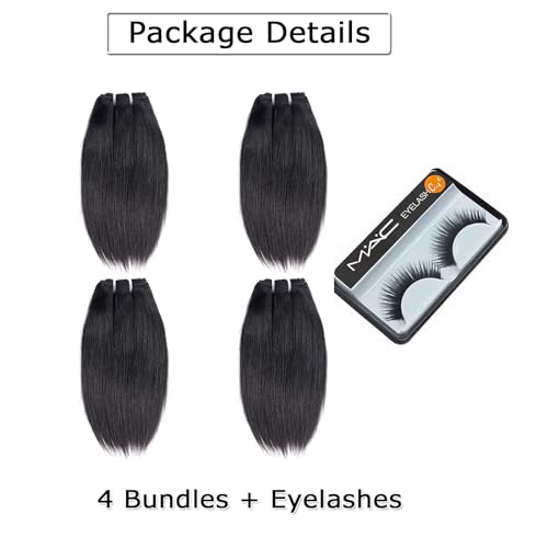 Liang Dian 10 Inch Short Human Hair Bundles Natural Color 4 Bundles 12A Brazilian Virgin Hair 100% Unprocessed Straight Human Hair(10"10"10"10")