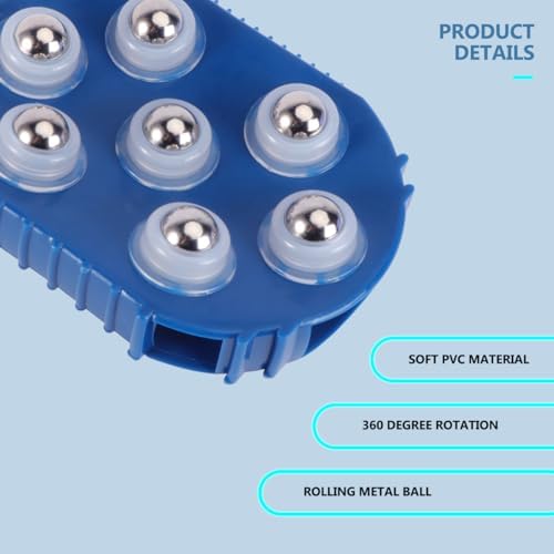 PartyKindom Body Massage Tools Roller, Gua Sha Fascia Muscle Release, 360° Rotatable Massage Roller, for Face, Neck, Back, Abdomen, Legs & Full Body, Medium, Blue