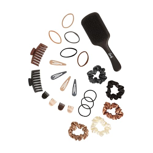 Goody Hair Accessories Kit, Everyday Essentials for Women - 51 PC Neutral Color Set for All Types - Ouchless Damage-Free Ties, SlideProof Claw Clips, Snap Clips, Scrunchies, Tanglefix Brush