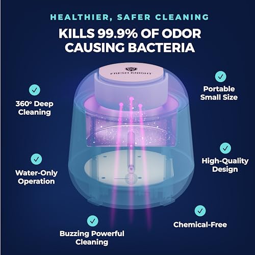 Fresh Knight Ultrasonic Retainer Cleaner, 45kHz Retainer Cleaner Machine for Denture Cleaner, Retainer Cleaner, Mouth Guard Cleaner, Night Guard Cleaner, Denture Cleaner with 200ML Dental Cleaning Pod