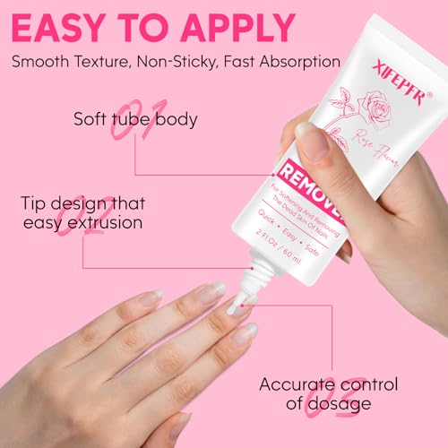 Cuticle Remover Kit - Cuticle Remover Cream & Cuticle Oil, Rose Flavor Cuticle Care Kit with Cuticle Trimmer Cuticle Pusher Cuticle Nipper for Manicure, Removedor de Cuticula for Nail Care