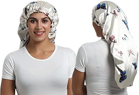 Satin Bonnet Silky Sleep Cap,Adjustable Hair Bonnet for Braids Curly Hair