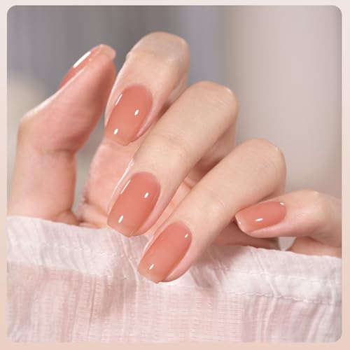 GAOY Milky Jelly Nude Gel Nail Polish Set, 6 Transparent Colors Sheer White Pink Soak Off UV Light Cure Gel Polish Kit for Salon and Nail Art DIY at Home