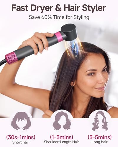5 in 1 Hair Dryer Brush WindBlow Magic Styler, 110,000 RPM High-Speed Turbo Blow Dryer Brush, Professional 500 Million Negative Ionic Hair Dryer, Fast Drying for Curling Volumizing Air Styling