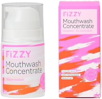 Fizzy Mouthwash Concentrate | Remineralizing Enamel Repair, Nano Hydroxyapatite | 20X Concentrated Travel Size | No Fluoride, Alcohol, Dye | Xylitol, Dry Mouth | Non-Mint | Kids & Adults | Watermelon