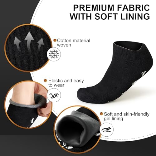 MoyRetty 2 Pairs Moisturizing Silicone Socks for Men - Large Size, Black, Ultimate Aloe-Infused Gel for Home Use - Say Goodbye to Dry Cracked Feet