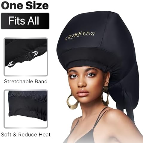 Hooded Hair Dryer with Dual Turbo Airflow & Soft Headband – Speeds Up Drying for Curly Hair, Reduces Heat on Ears & Neck – Large Hair Dryer Bonnet for Deep Conditioning at Home, Portable Use