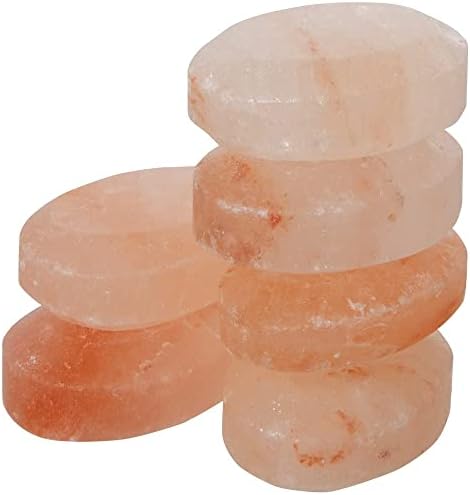 Flat Oval Massage Stone, Pink Crystal Hand-Carved Stone for Massage Therapy, Deodorant and Salt and Sugar Scrubs, 2.5” W x 3.5” L x 1” D (Pack of 6)