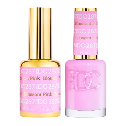DND DC Gel Polish Set, Pink Collection, UV/LED Gel Polish and Air Dry Nail Lacquer, Matching Chip-Free Polish Duo, 287 Blossom Pink, 0.5 Fl Oz