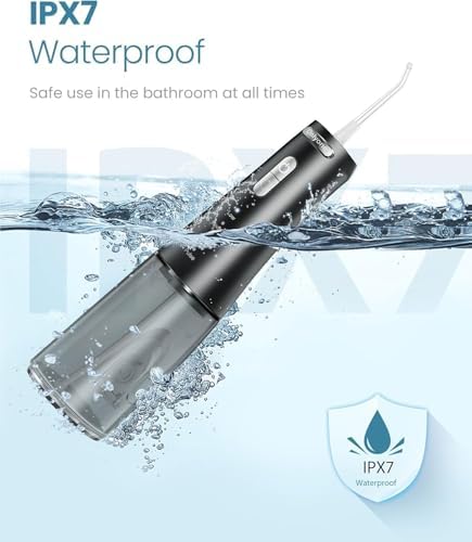 Onlyone Water Dental Flosser, 300ML Portable Oral Irrigator for Teeth, 4 Modes and 5 Jet Tips,Rechargeable Irrigation Cleaner,Electric Flossing Machine Power Flossers & Irrigator Accessories Black