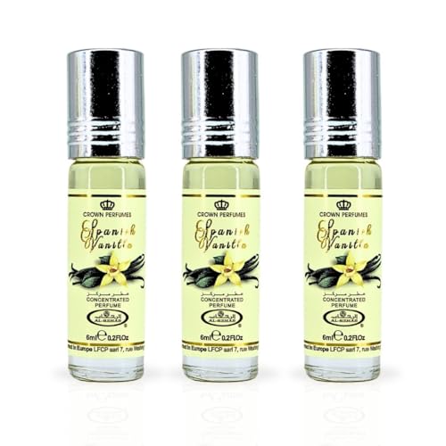 Al-Rehab Spanish Vanilla Perfume Oil 6ML (0.2 Oz) (PACK OF 3) - Arabian Perfume Oils For Women - Long Lasting Concentrated Perfume Oil - A Luxurious Soft & Sweet Women's Fragrance For An Elegant Touch
