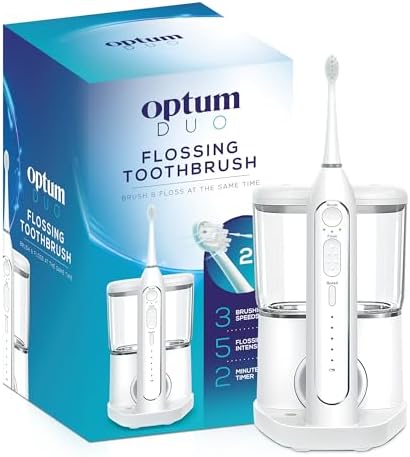 Flossing Toothbrush 2-in-1 Electric Toothbrush Water Flosser Combo – Sonic Toothbrush with 40k Vibrations & High Pressure Dental Flosser, 5 Brushing Modes, Ideal for Braces & Implants