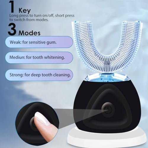 FULYA Ultrasonic Toothbrush with Teeth Whitening Mousse, Automatic Tooth Brush for Adult, 360° Sonic Toothbrushes Waterproof, Rechargeable Electric Ultrasonic Tooth whitening Brush