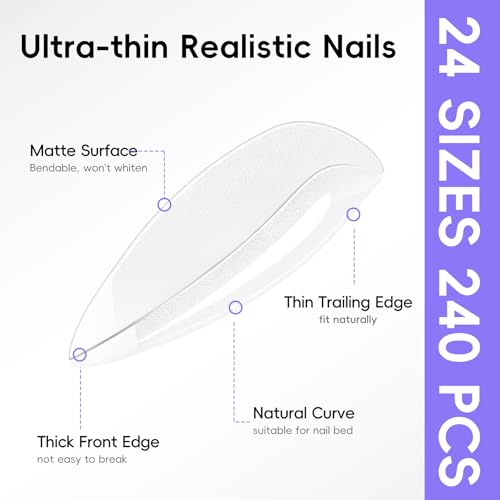 PEACECOLOR Gel Nail Kit Almond, 240Pcs Almond Clear Nail Tips with Portable U V Light, 2pc Pink Nude Jelly Gel Polish with Nail Glue Top Coat Easy Nail Extension Set DIY Nails Art Gift for Women