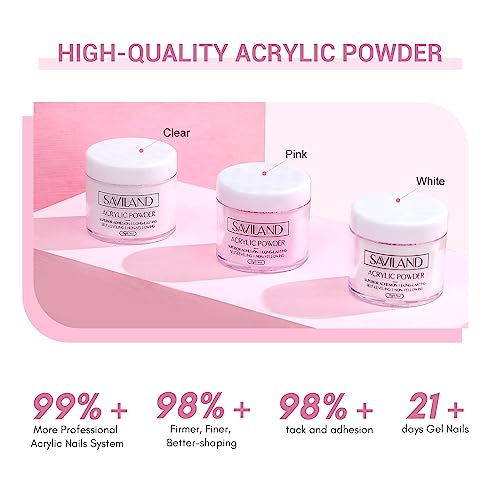 SAVILAND Acrylic Nail Kit – Nails Kit Acrylic Set with Nail Drill Brushes Gel Polish Clear Nails Tips Nail Art Tools Nail Stuff for Starters DIY Christmas Gift