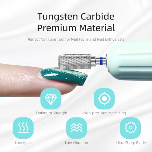 Safety Nail Drill Bits, 13mm Barrel Dust Proof D4S Cut Nail Bit, Right-handed 3/32 Carbide Drill Bits for Nails, Electric Manicure Drills Removal Gel,M