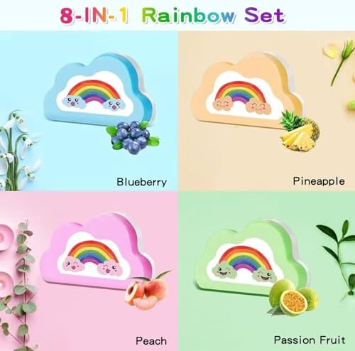 Rainbow Bath Bombs Gift Set, Handmade Organic 8 Pcs Bath Bombs for Kids Girls, Natural Kids Bubble Bath Fizzy, Easter Basket Stuffers Easter Gifts