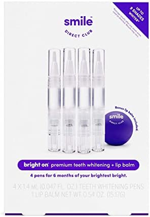 SmileDirectClub Teeth Whitening Kit with Lip Balm - 4 Pack 1.4ml Gel Pens - Professional Strength Hydrogen Peroxide