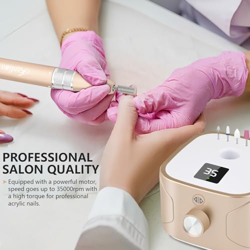 Kredioo Nail Drill Professional Electric 35000RPM Nail Drill Machine Kit Remove Gel Nails Acrylic Polish Thick Toe with 11 Sanding Bits E File Set