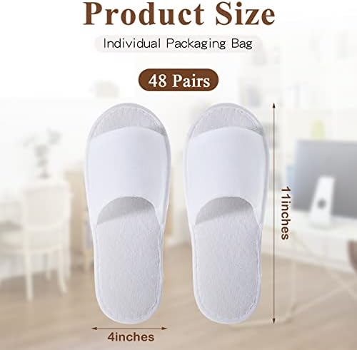Coume 48 Pairs Disposable Slippers for Guests Bulk Soft Disposable Hotel Spa Slippers Open Toe White Non-Slip for Women Men Home Indoor Hotel Travel Wedding Party