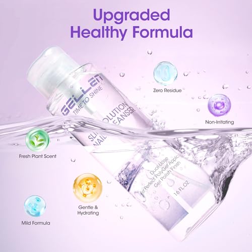 Gellen 473ml/16oz Slip Solution for Polygel Nails with Nail Brush, Pump Bottle Design Polygel Solution, Anti-stick Liquid for Poly Extension Gel & Nail Cleanser in a Bottle, Home Salon Cleaning Liquid