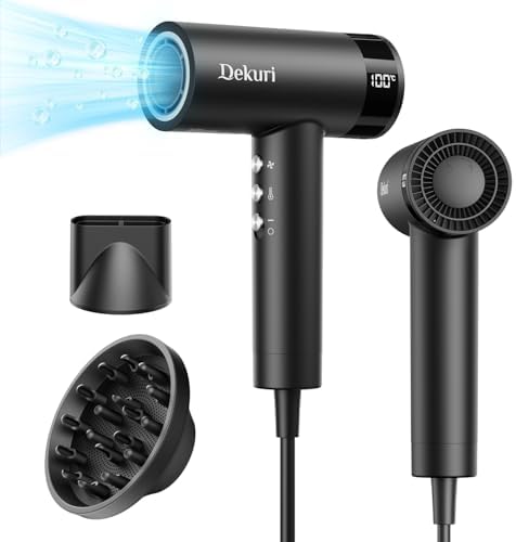 Hair Dryer, 110,000 RPM High-Speed Fast Drying Blow Dryer, 500 Million Ionic Lightweight Hairdryer with Diffuser, Magnetic Nozzle, 4 Temps & 3 Speeds, Low Noise for Women & Men (Black)