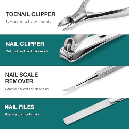 MR.GREEN Pedicure Knife Set Professional Ingrown Toenail Clippers Foot Care Tools Stainless Steel Nail Cuticle Nippers Remover Kits (8 Pcs Set)