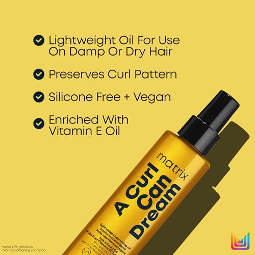 Matrix A Curl Can Dream Light-Weight Hair and Scalp Oil For Curly & Coily Hair - Controls Frizz, With Manuka Honey Extract, Silicone-Free, 4.4 Fl Oz