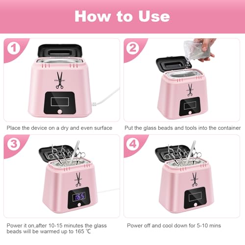 Nail Tool Sterilizer High Temperature 329℉ for Nail Tools Portable with Glass Beads for Metal Tools Salon & Esthetician Supplies