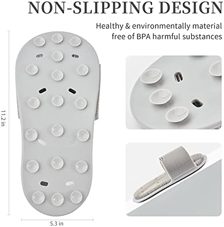 Shower Foot Scrubber,Soft Silicone Bristles with Non-Slip Suction Cups - Cleans,Smooths,Exfoliates & Massages Your Feet Without Bending,Improve Circulation & Soothes Tired Feet (1PCS Gray)
