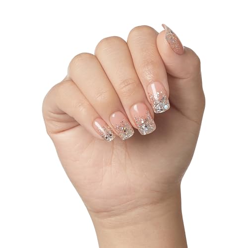 KISS Gel Fantasy Collection Ready-to-Wear Press-On Nails, ‘I Feel You’, Medium Length Square Gel Nails Kit with Pink Gel Nail Glue 0.07 Oz, Manicure Stick, Mini Nail File, and 24 Fake Nails