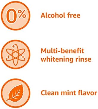 Amazon Basics Teeth Whitening Mouthwash, Alcohol-Free, Clean Mint, 32 Fluid Ounces, 4-Pack, Previously Solimo