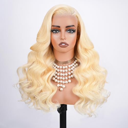 613 13x6 Lace Front Wig Human Hair 250 Density 30 Inch Body Wave Blonde Wig Human Hair 613 HD Lace Frontal Wigs 13x6, 100% Real Human Hair No Synthetic Blend No Tangle No Shedding Triple Lifespan 3X