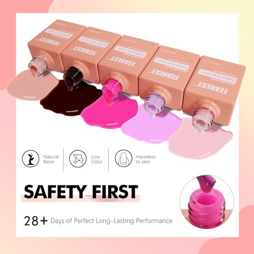 FZANEST Rubber Base Builder Nail Gel 24 Colors*15ml Salon Product Soft Structure Gel For Nails Enhance Extension Jelly Natural Nude Pink Base Color Overlay UV LED Soak Off