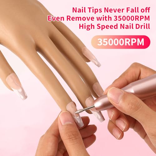 Practice Hand for Acrylic Nails - Nail Tips Won't Fall off Again- Flexible Fake Nail Mannequin Hand Practice for Training